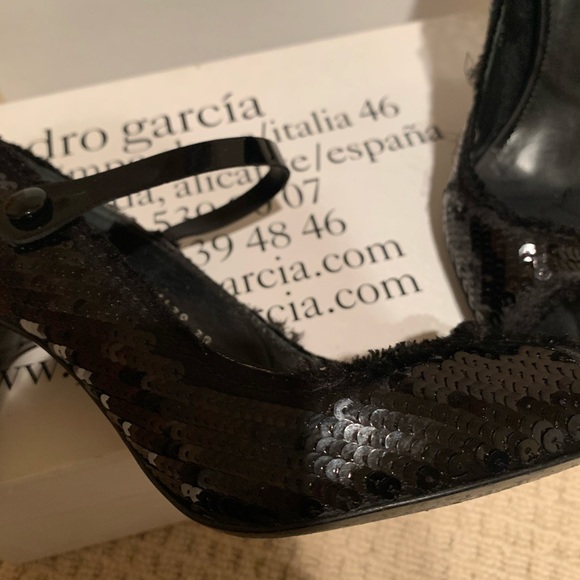 Pedro Garcia Melany black sequin peep toe pump - Picture 8 of 11